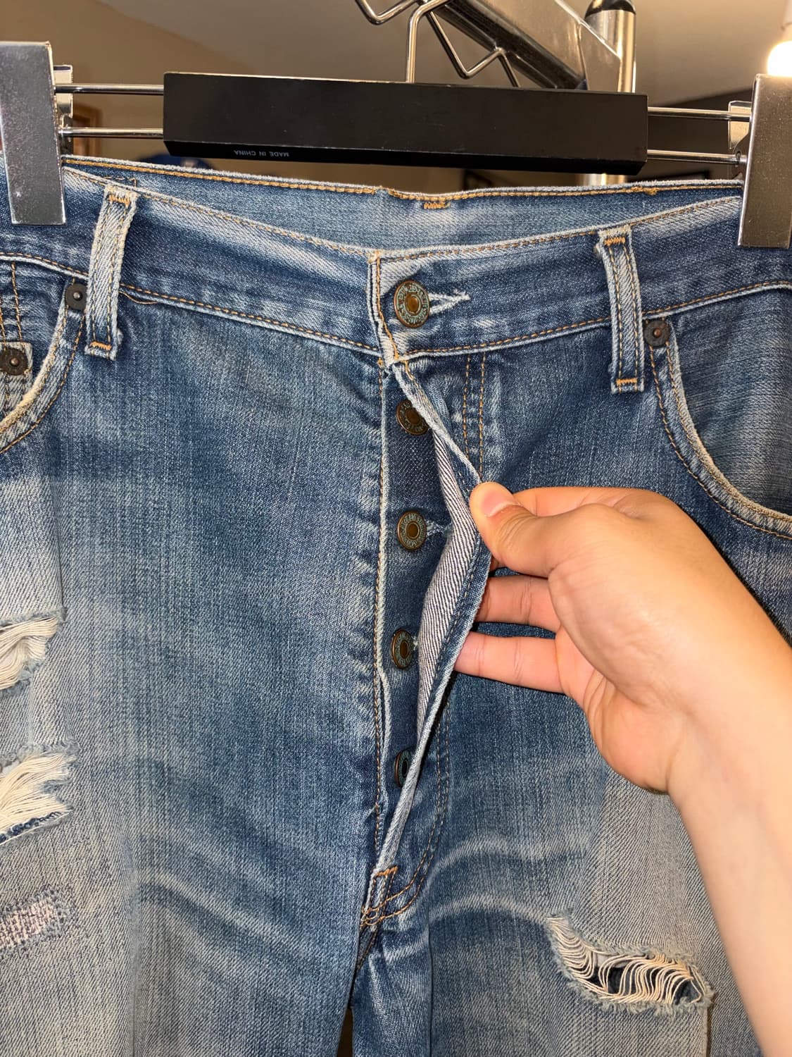 Early 00’s Levi’s 501 repair hard washed 상품이미지8