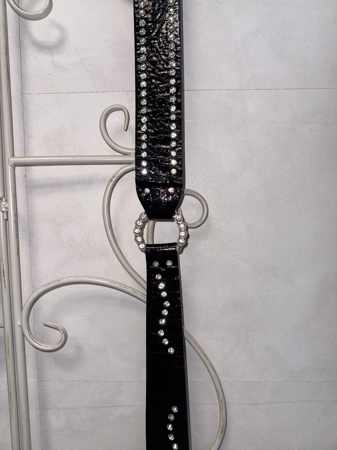 Black oriental flower cubic buckle belt 상품이미지6