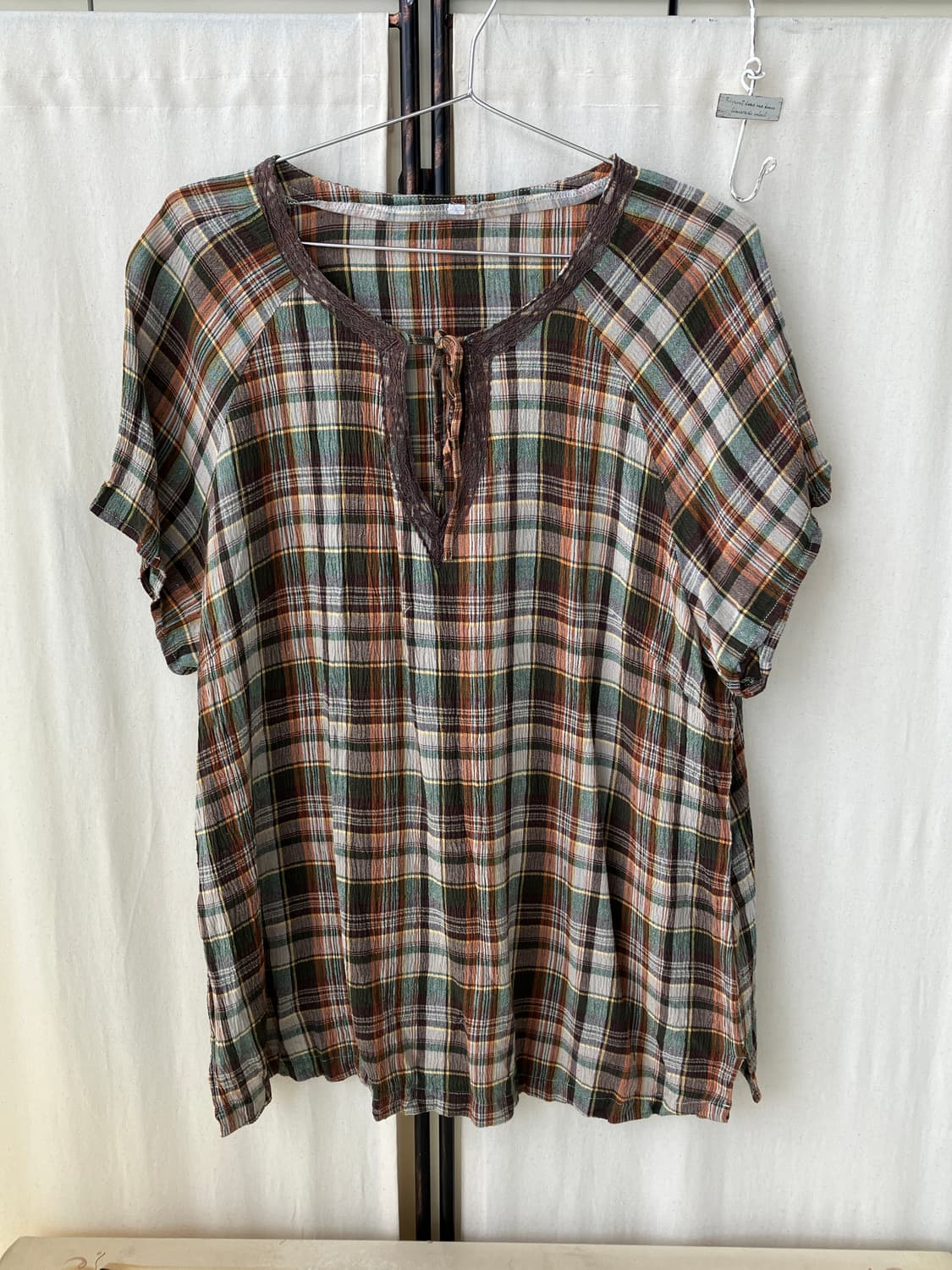 mori check lace slit blouse 상품이미지5