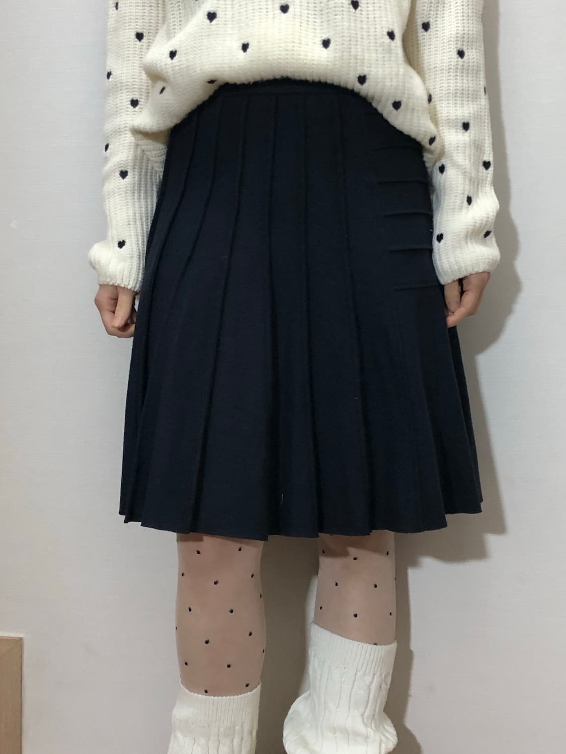 빈티지 네이비 플리츠 스커트 상품이미지1