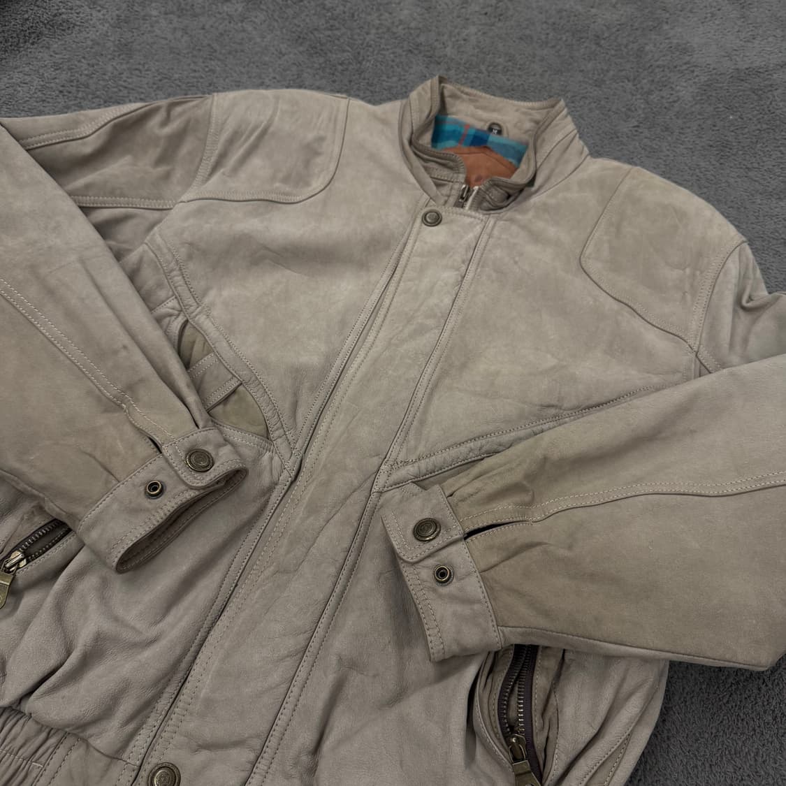 [ M ] 90s 빈티지 유러피안 쉐입 플라이트 보머 가죽 레더 자켓 상품이미지1