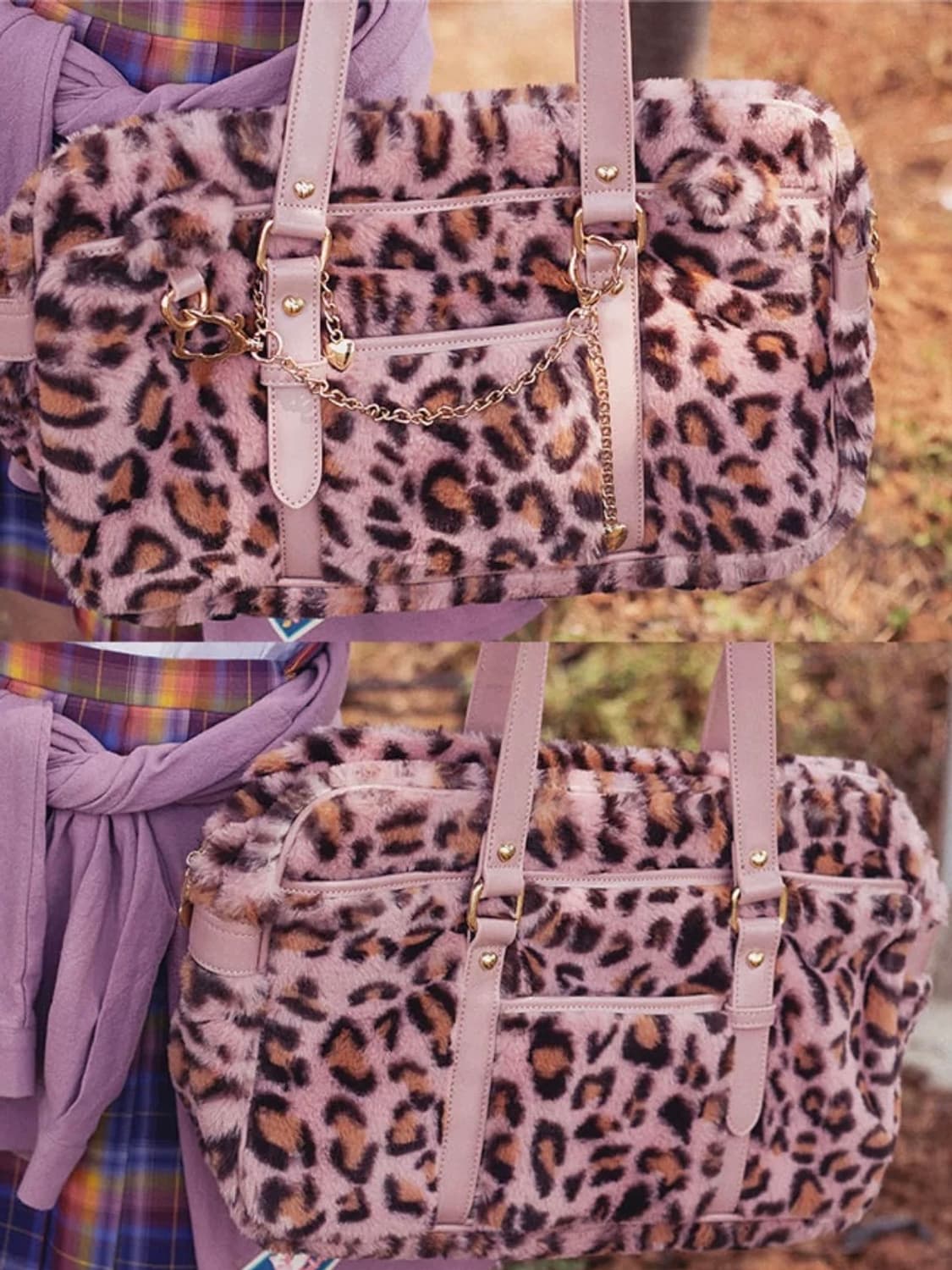 갸루 필수템 레오파드 퍼백 상품이미지1