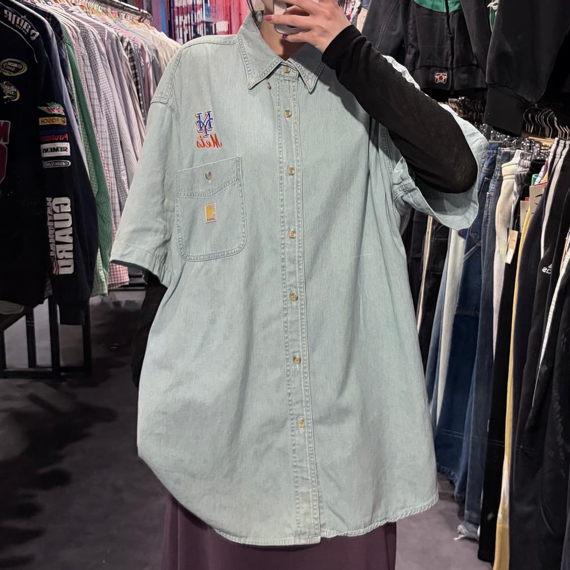 [IM] Carhartt 칼하트 데님 반팔 셔츠 연청 상품이미지1