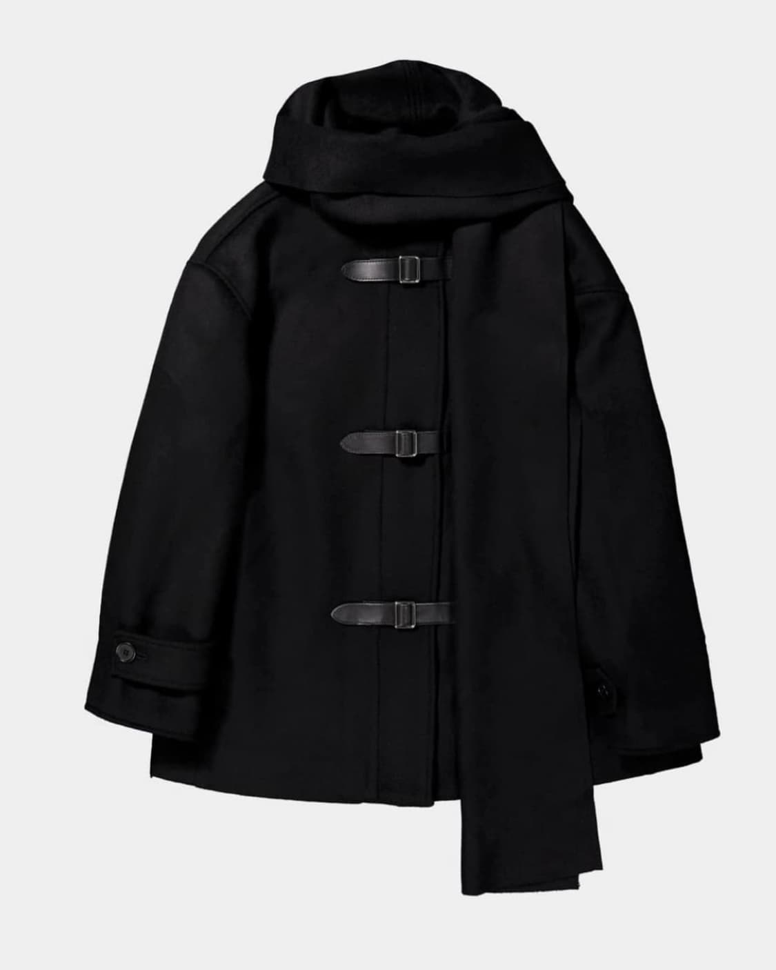 belted scarf heavy wool coat black 상품이미지1