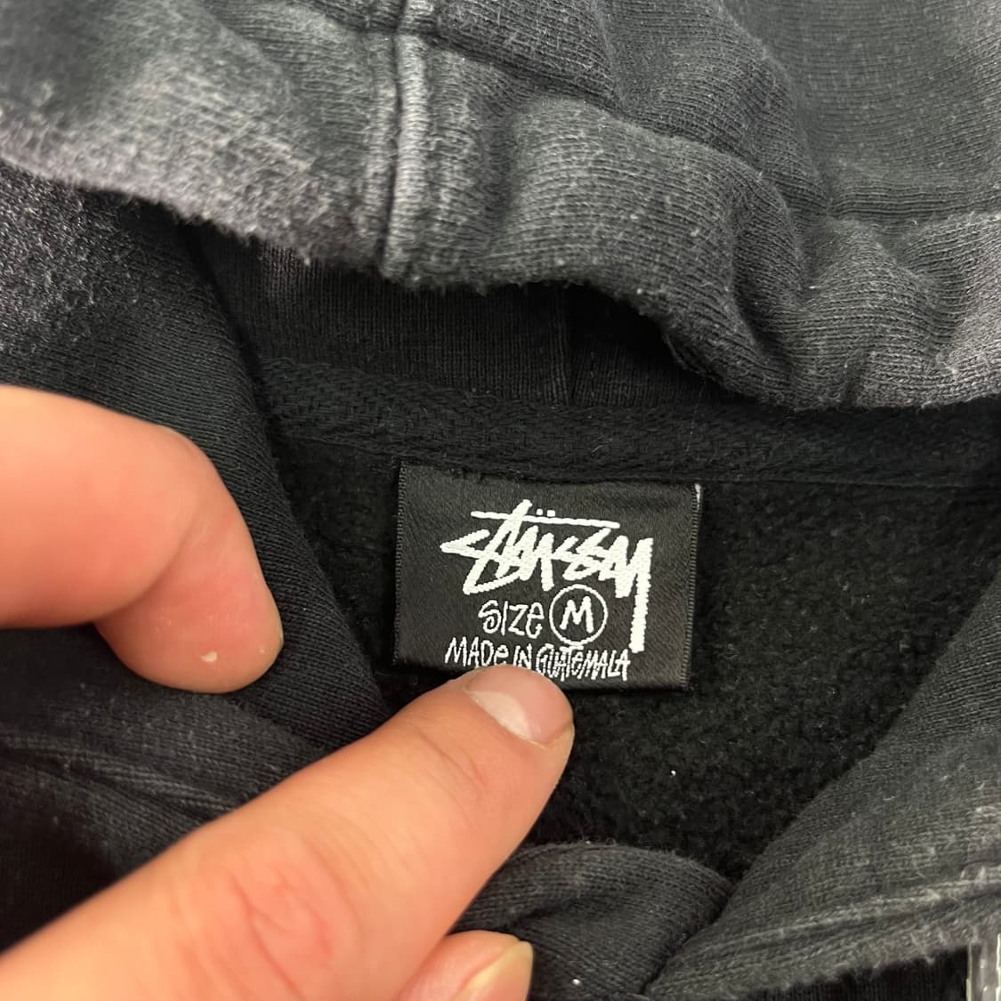 100 스투시 베이직 빅로고 블랙 후드티 상품이미지4