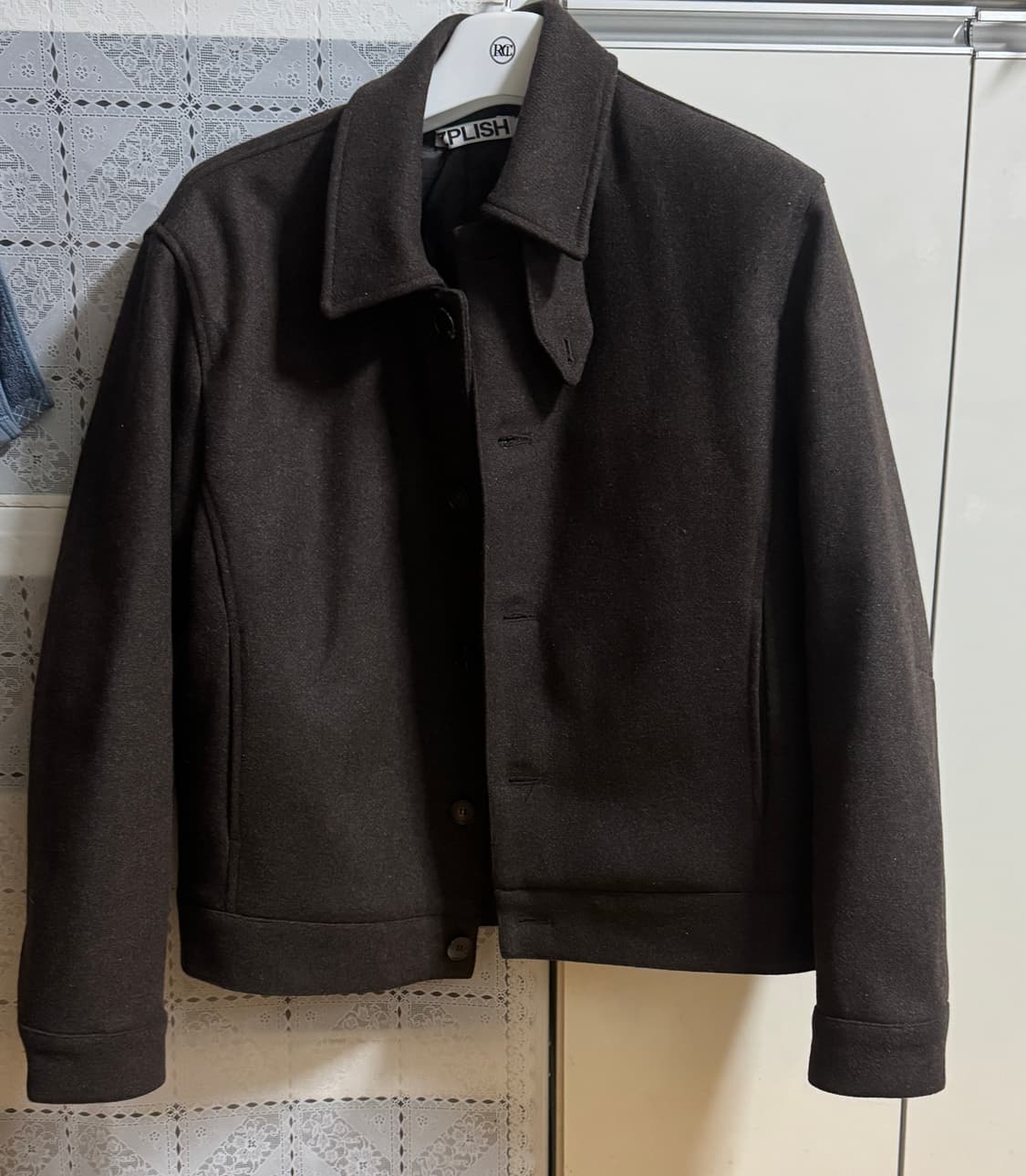 지플리쉬 헤비 울 블렌드 숏 코트 브라운 M사이즈 상품이미지2