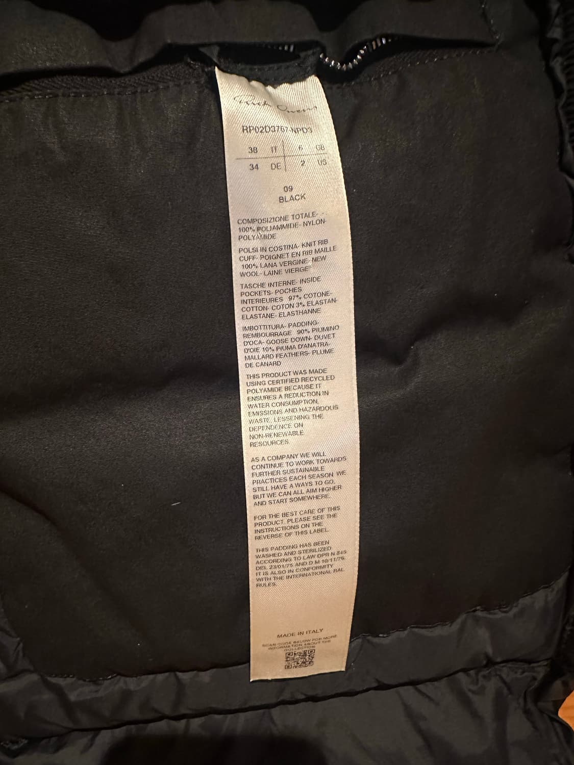 릭오웬스 여성 패딩 - 38사이즈 상품이미지10