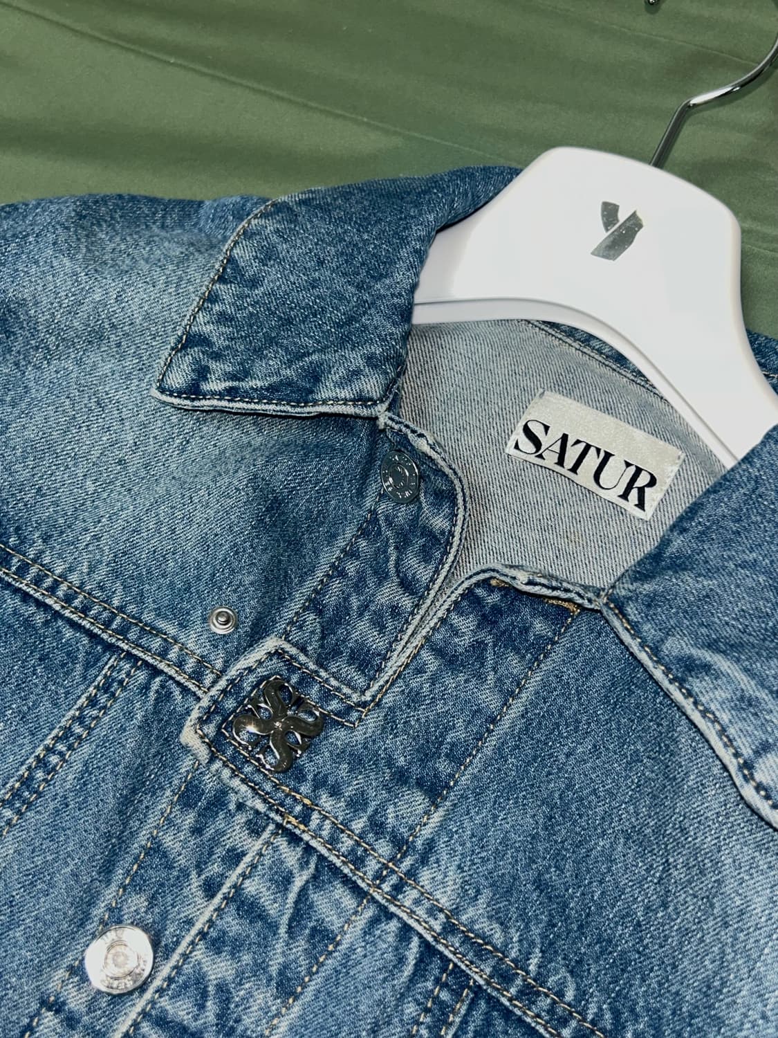 세터 심볼 브로치 데님 트러커 자켓 유니온 워시드 블루 청자켓 상품이미지1