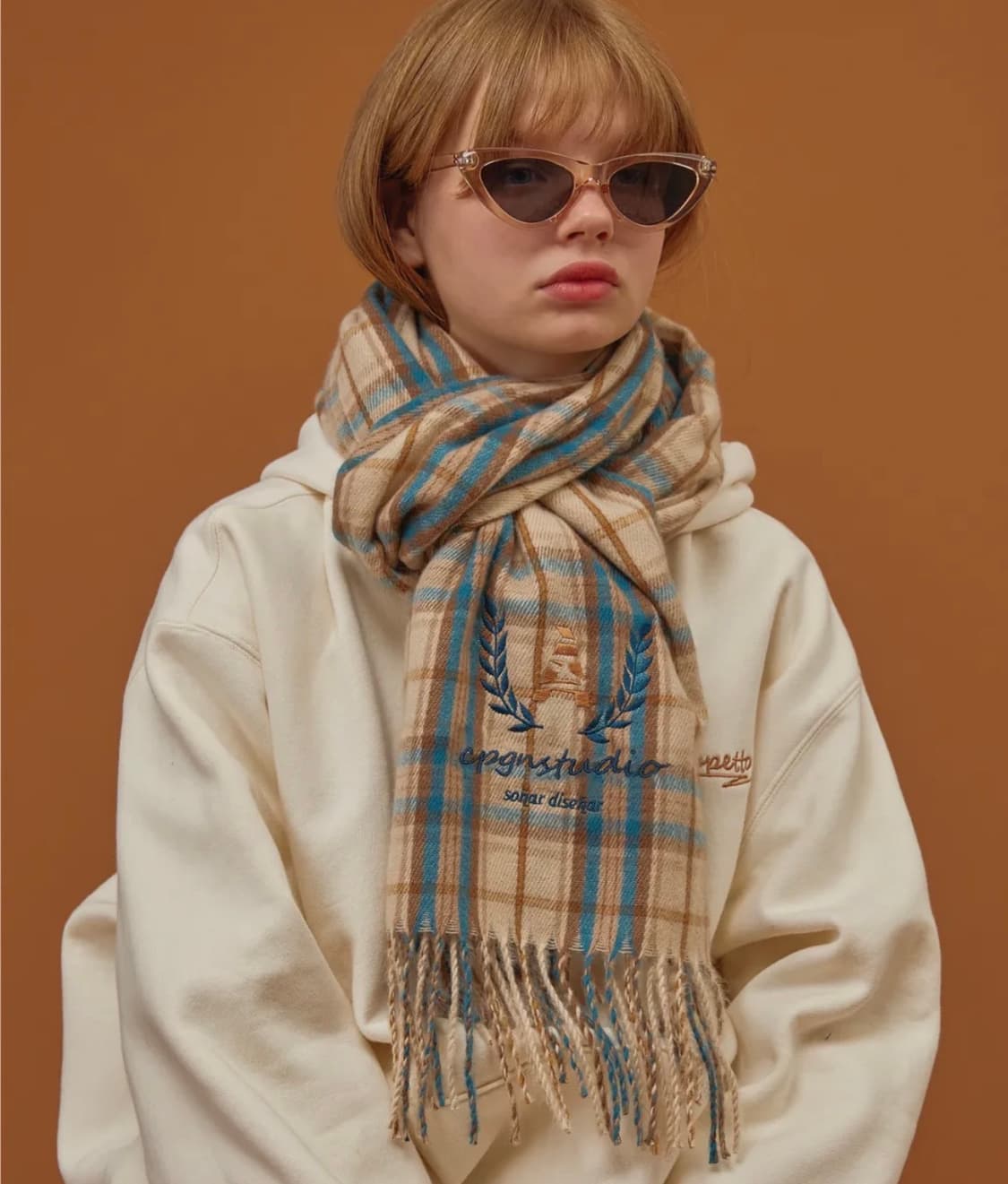 꼼파뇨 헤리티지 체크 머플러 베이지 상품이미지1