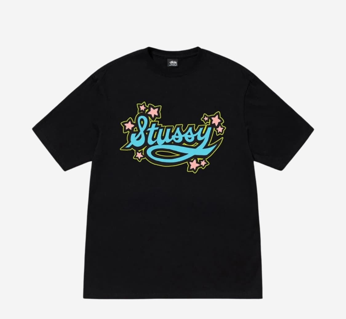 스투시 스타 스크립트 티셔츠 블랙 상품이미지1