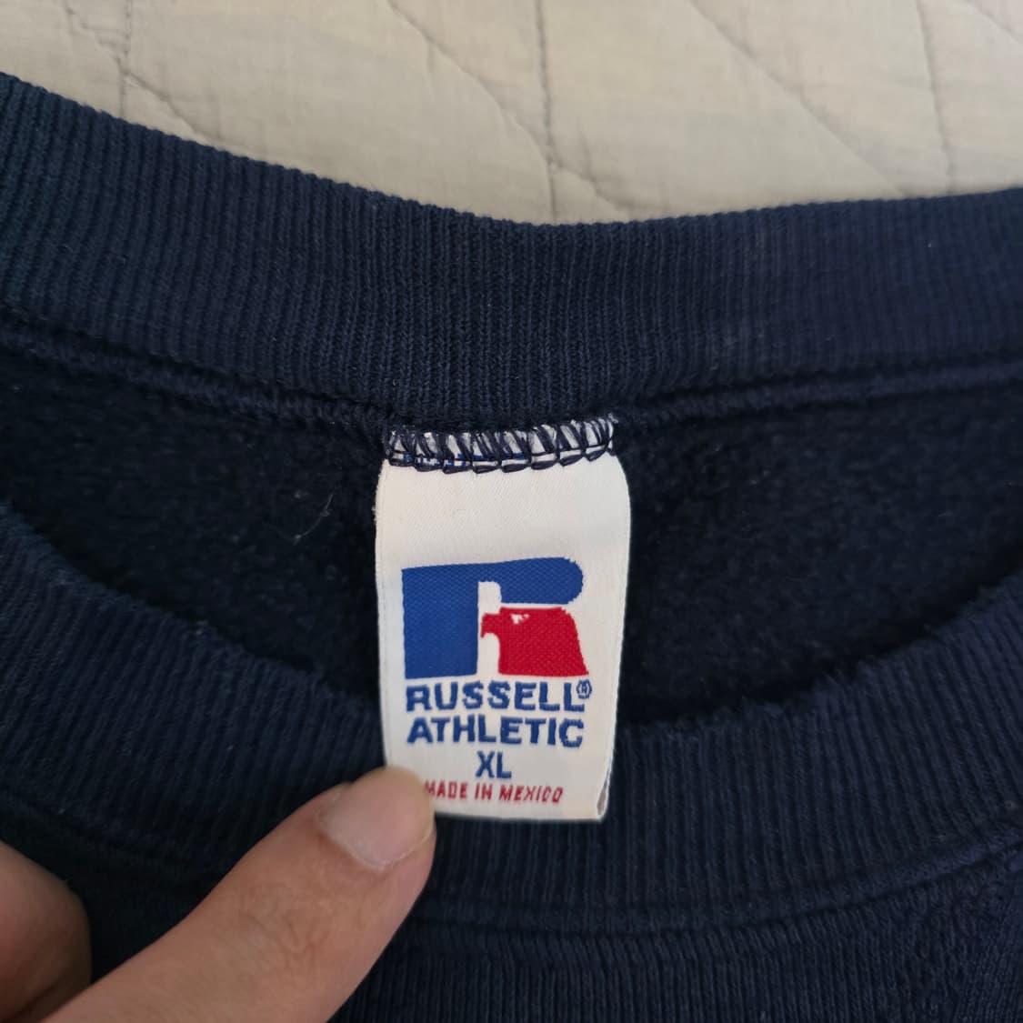 [XL] 90s 빈티지 러셀 네이비 더티 페이드 트래쉬드 맨투맨 스웻 상품이미지5