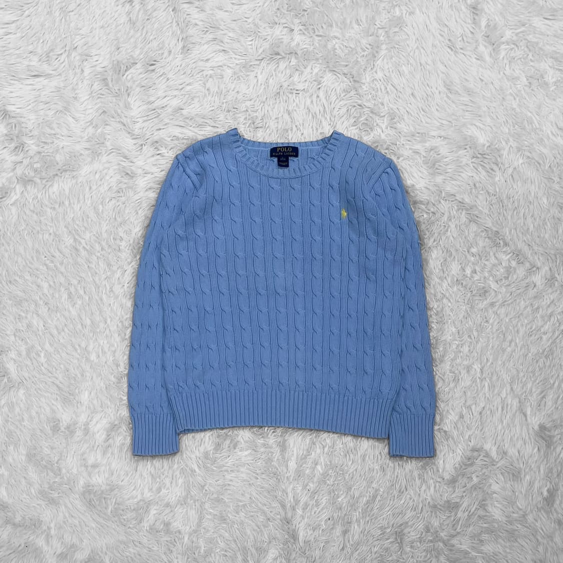폴로 랄프로렌 포니 로고 케이블 라운드 니트 소라 상품이미지2