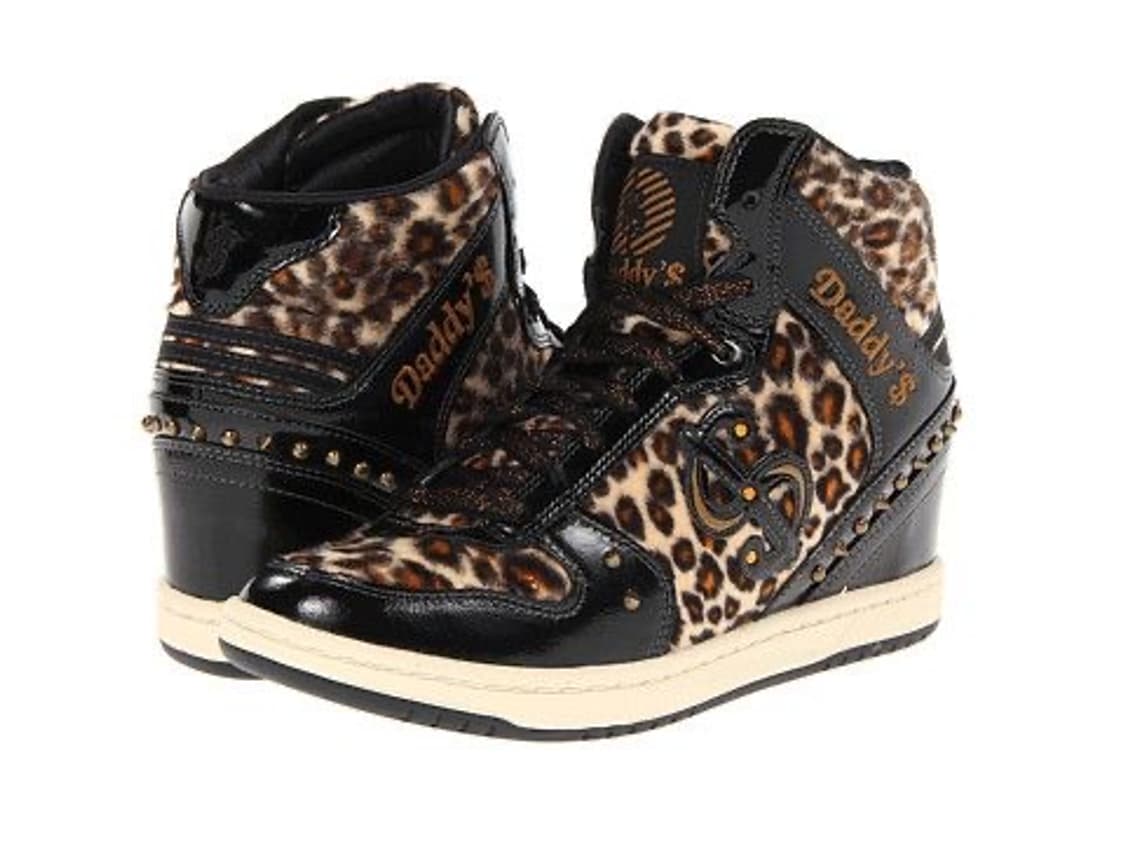 갸루 레오파드 스터드 하이탑 웨지 스니커즈 상품이미지1
