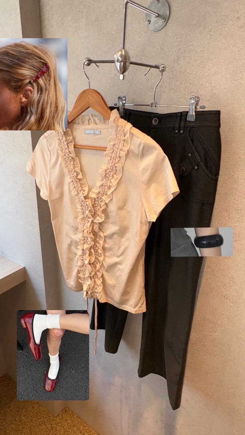 Cream Ruffle Muse Tee 상품이미지5