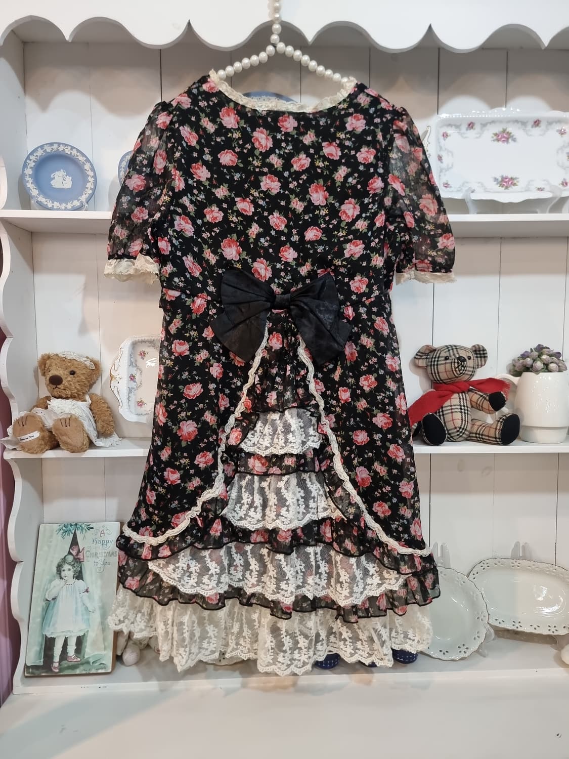 (디어리) 로즈 쉬폰 레이스 레이어드 원피스 상품이미지1