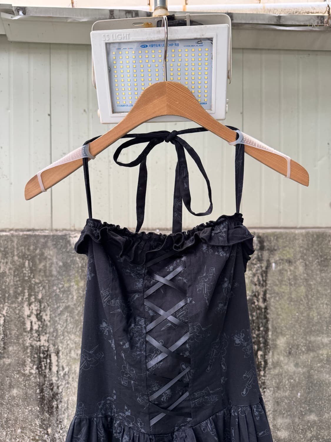 바디라인 홀터넥 프릴 원피스 펑크 고스 갸루 로리타 y2k  상품이미지4