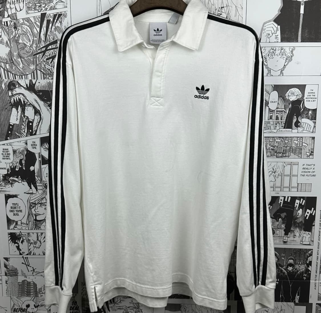 아디다스 3S 럭비 폴로 긴팔 화이트 상품이미지1