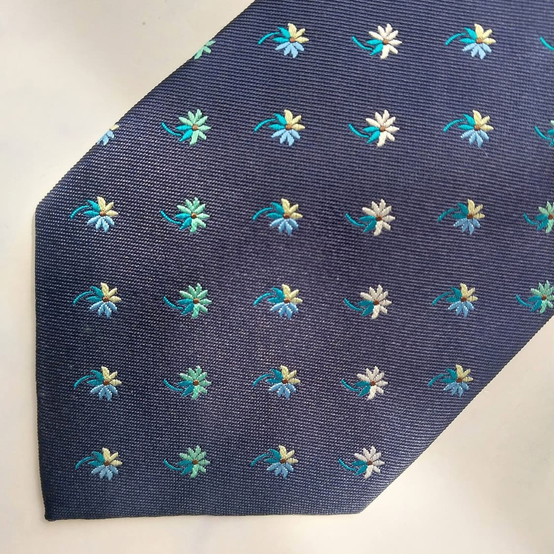 제냐 실크 네이비 플라워 패턴 넥타이 9.3cm 새제품 K2446 상품이미지5