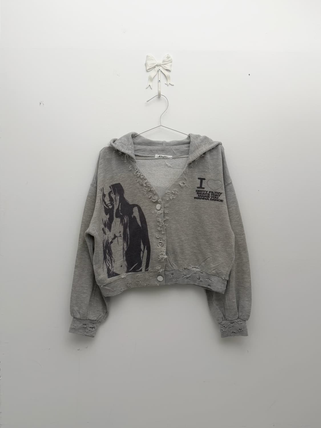 우먼 프린팅 디스트레스 크롭 후디 상품이미지5