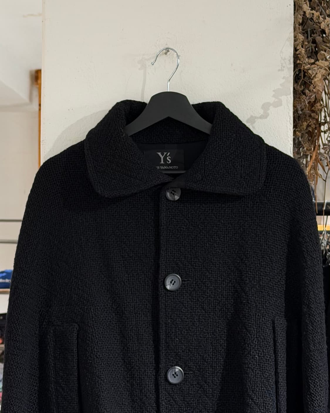 y’s 블랙 울 텍스쳐드 케이프 상품이미지4