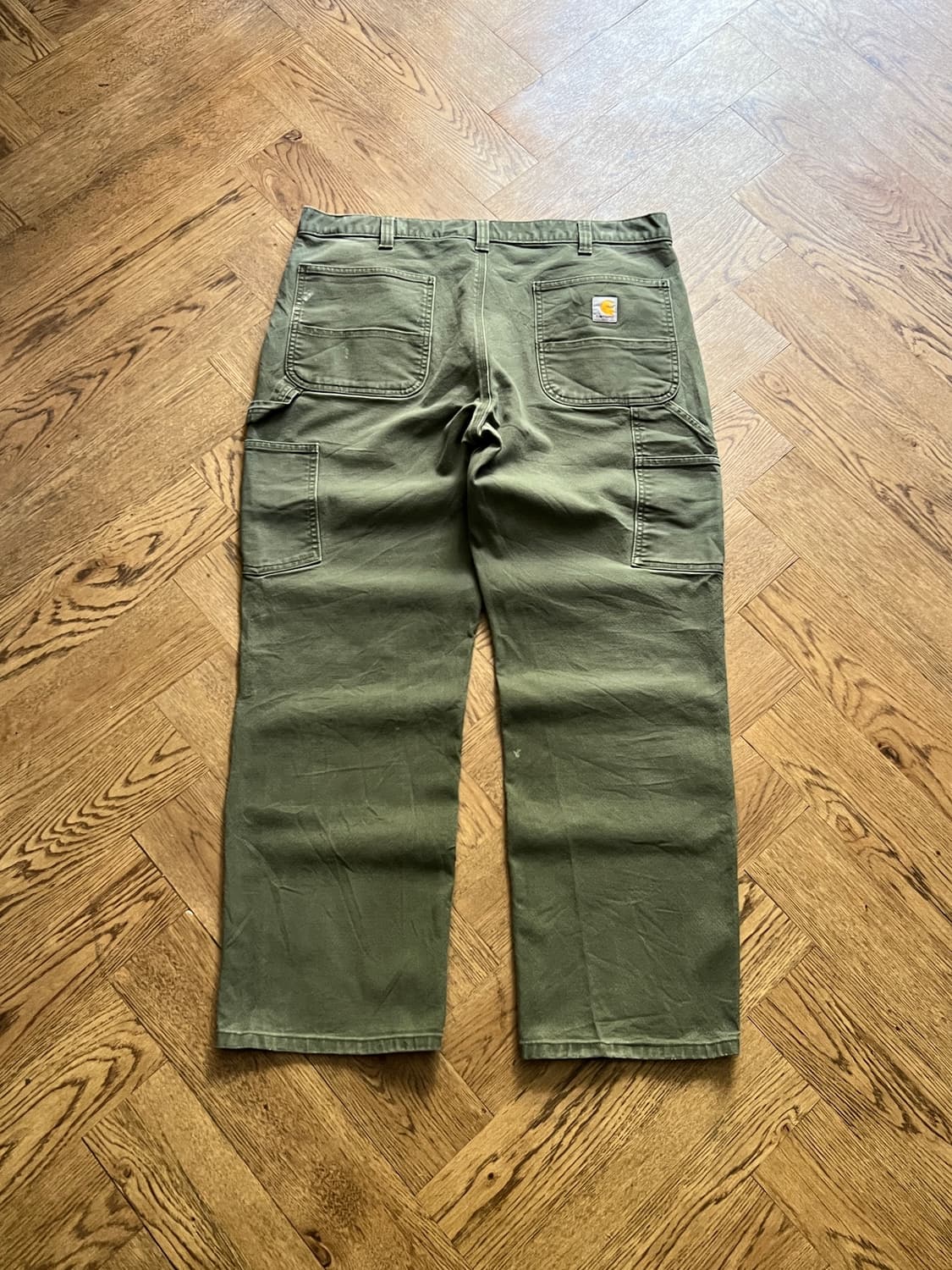 [38]칼하트 USA 더티워싱 모스그린 더블니 워크 팬츠 상품이미지2