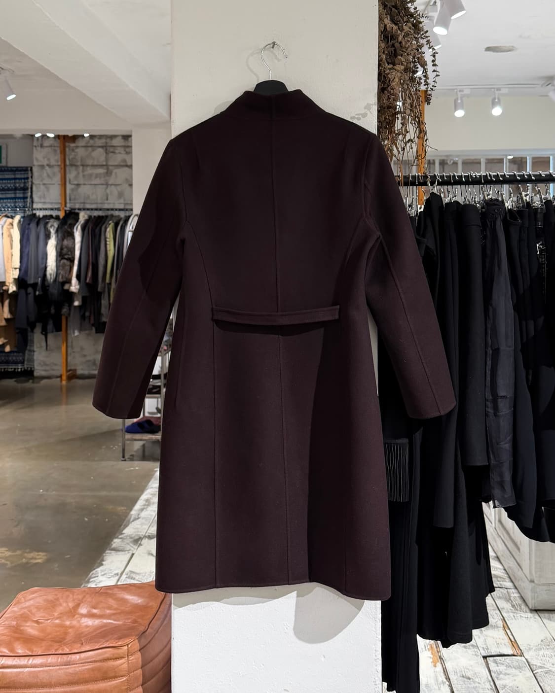 질샌더 버건디 노카라 투버튼 코트 상품이미지7