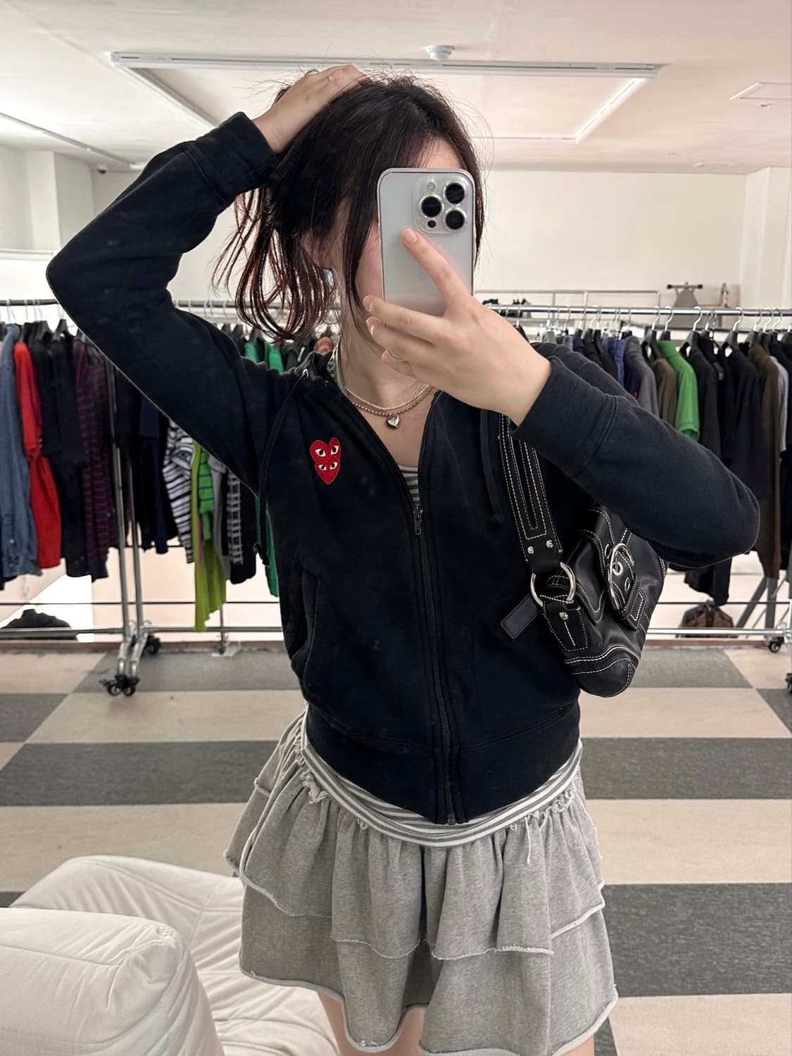 꼼데가르송 더블 하트와펜 블랙 후드집업  상품이미지3