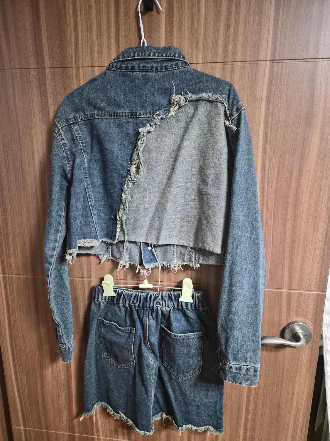 데미지 데님 자켓 스커트 셋업 상품이미지2