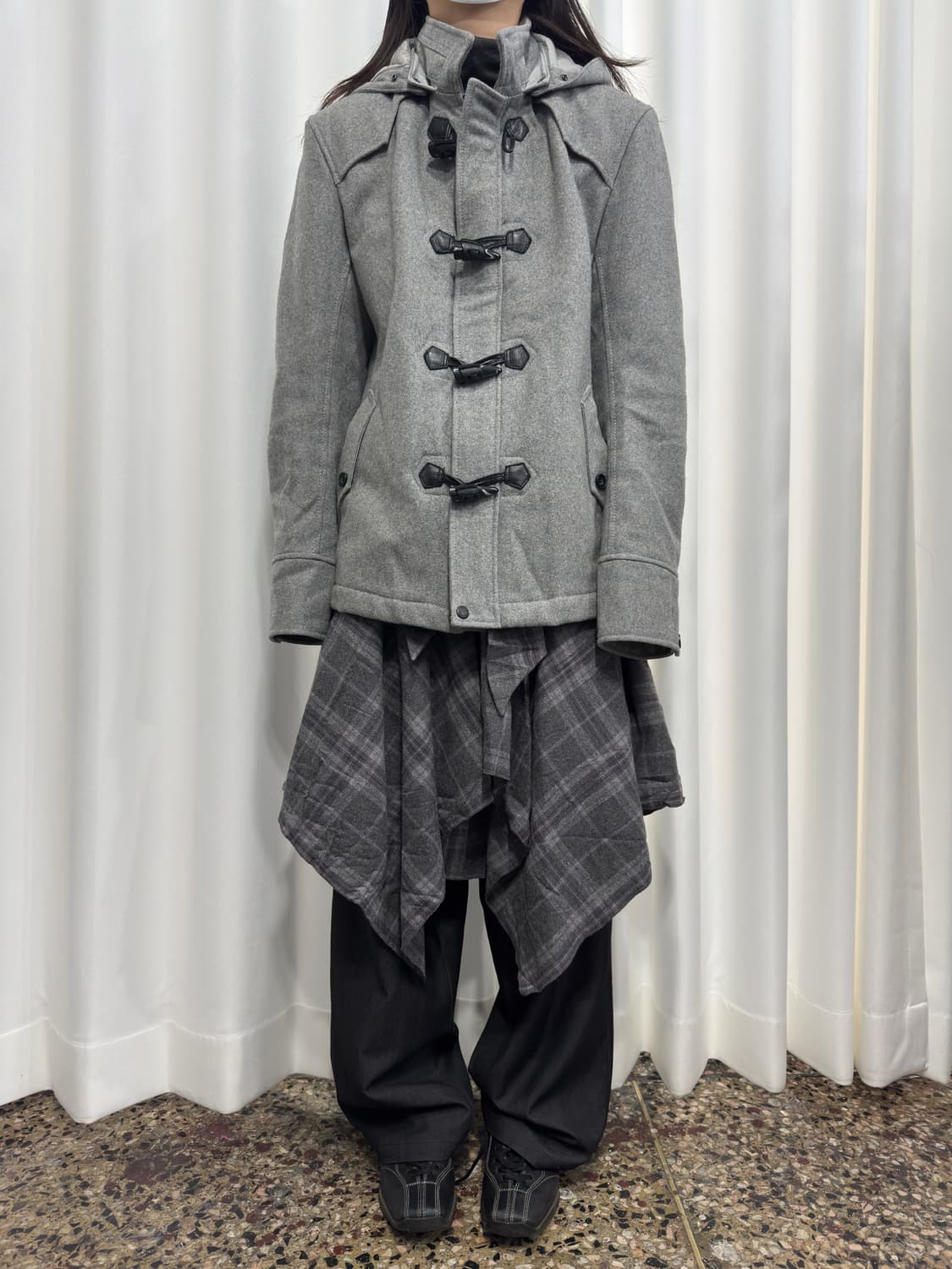 nicole club gray hood duffle twoway coat 상품이미지2