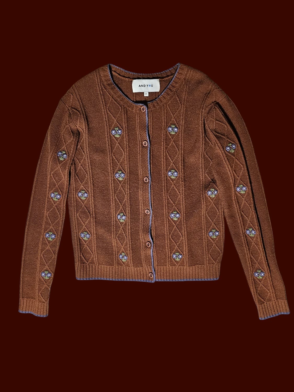 앤유 AND YOU 라일락 플로럴 여성니트가디건 F/27만 상품이미지7