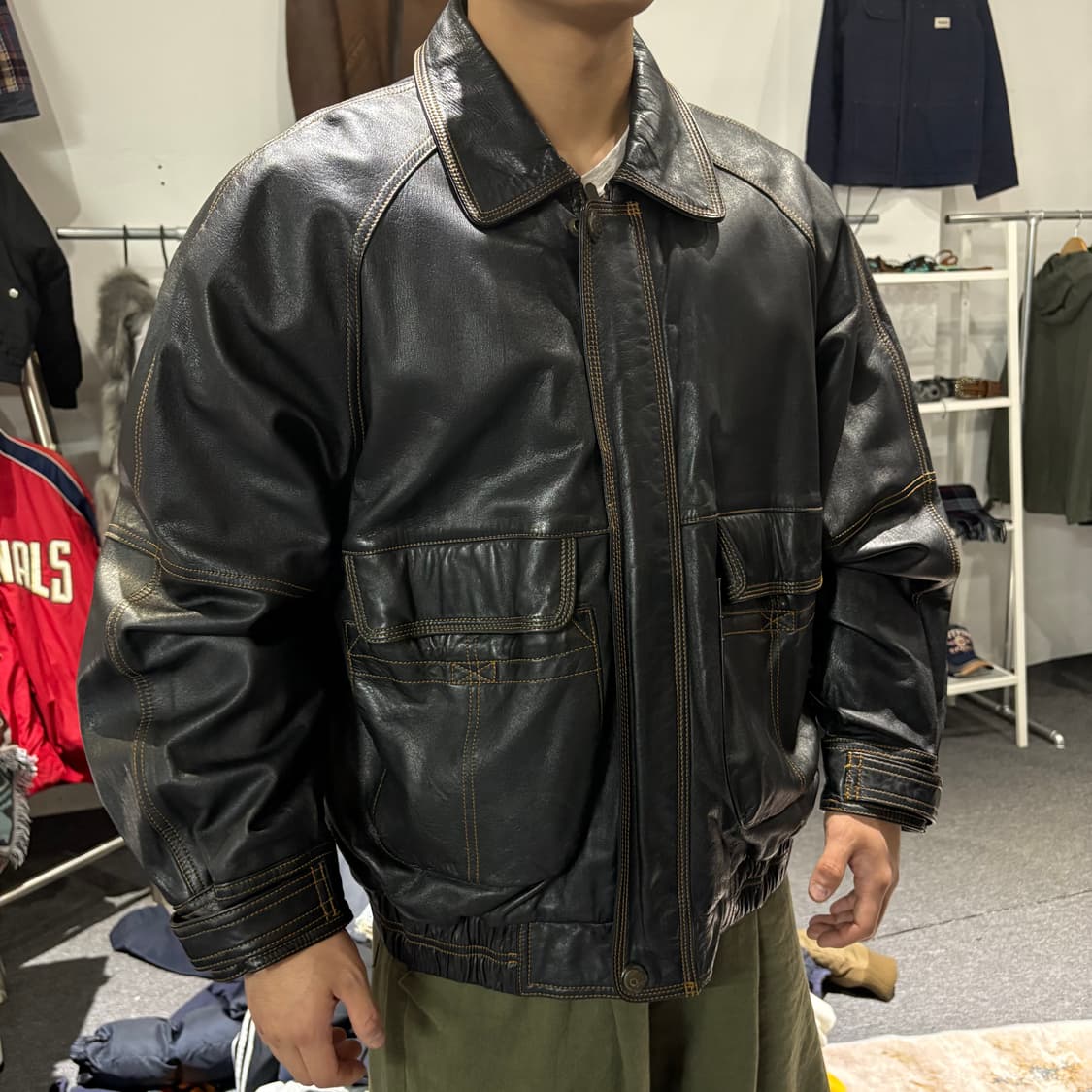 A-1 봄버 빈티지 가죽자켓 상품이미지1