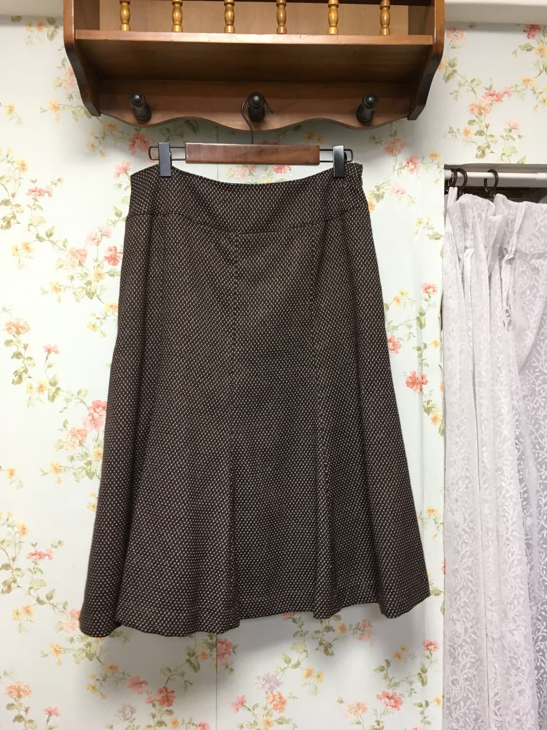 브라운 도트 플리츠 스커트 상품이미지2