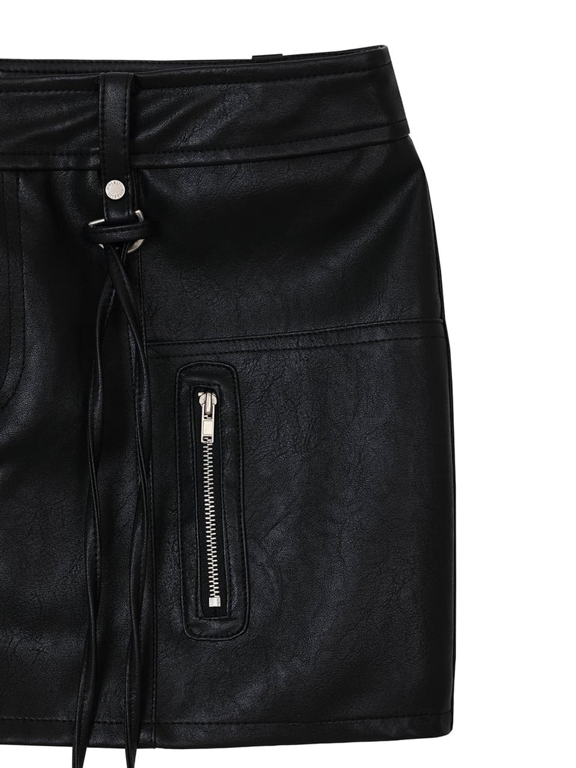 보헤미안서울 Low Cargo Mini Skirt 로우 카고 레더 스커트 상품이미지4