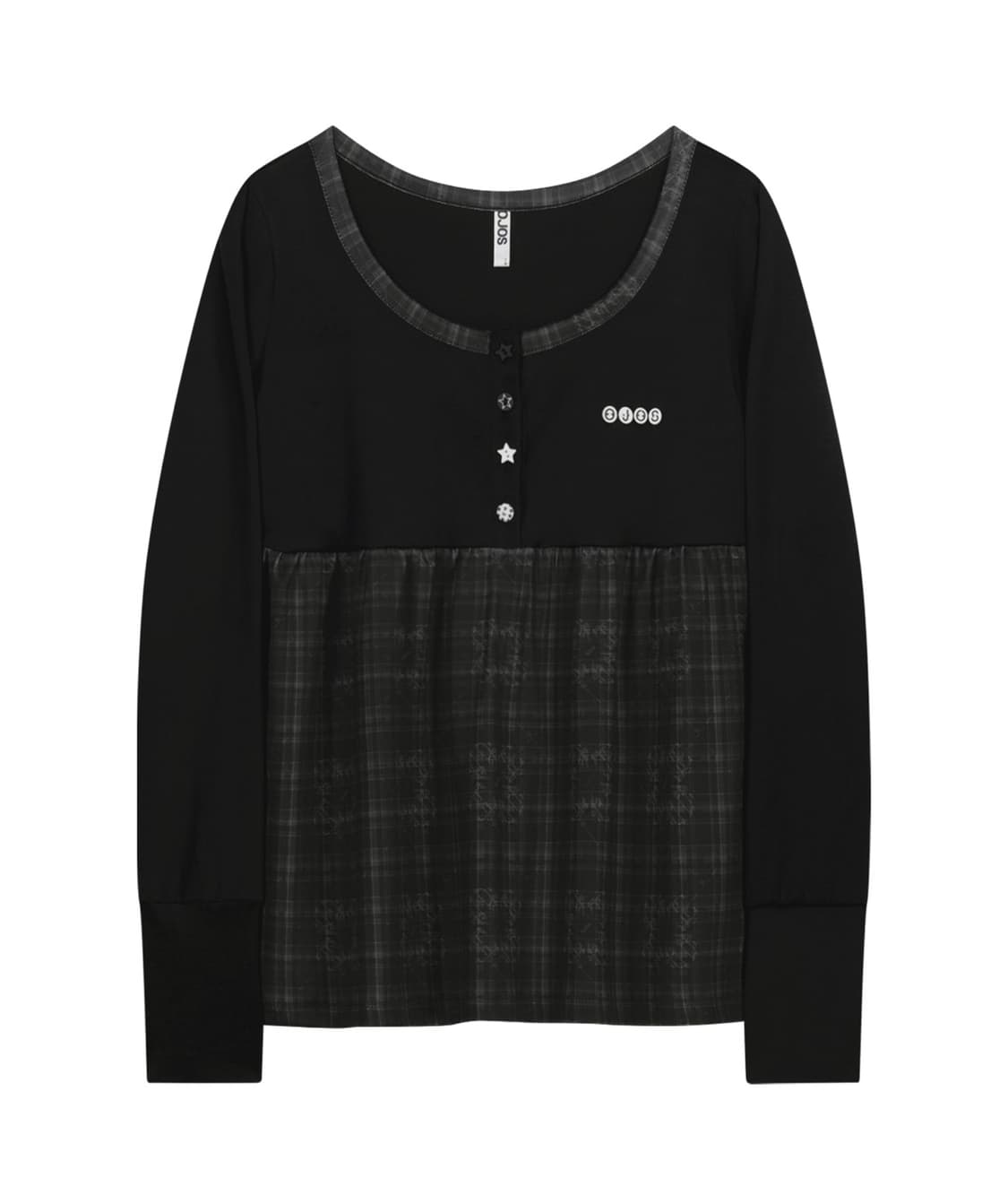 OJOS 오호스 Check sleep long sleeve black 상품이미지1