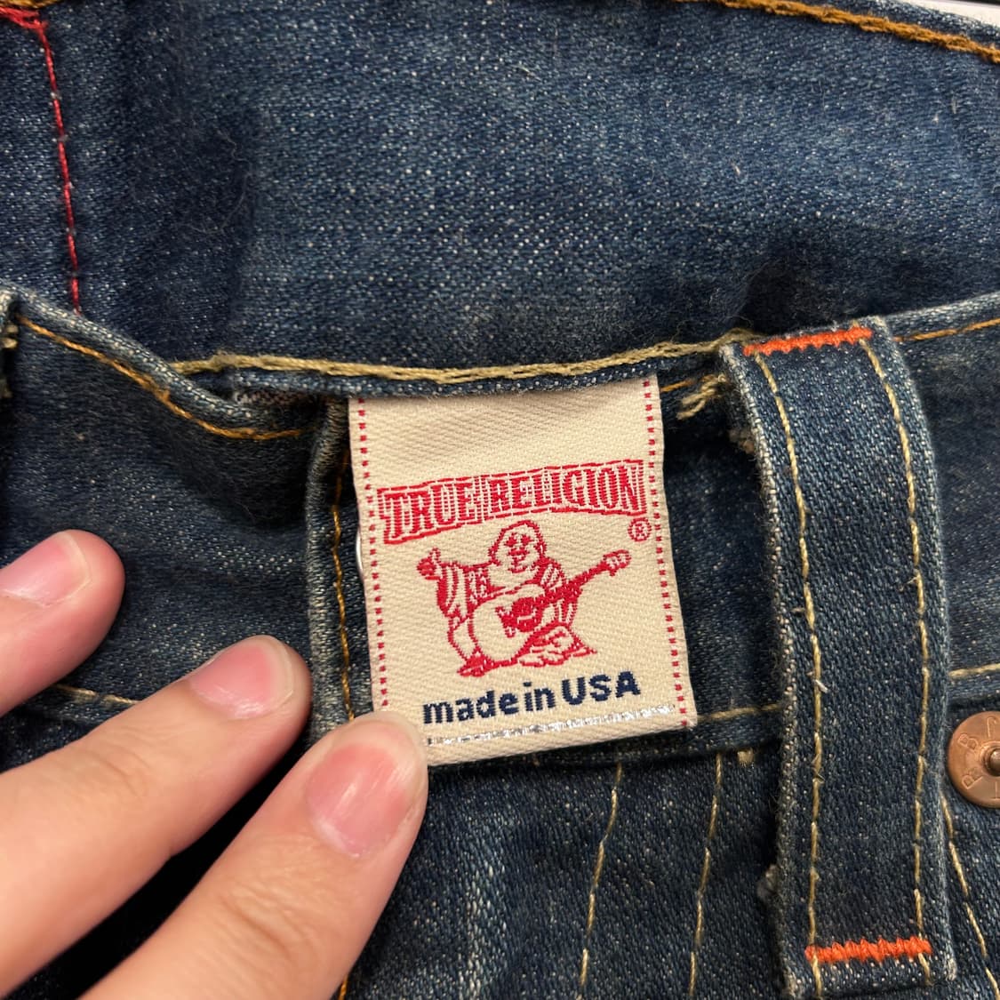 트루릴리젼 샌드워싱 진청 부츠컷 데님팬츠 상품이미지4