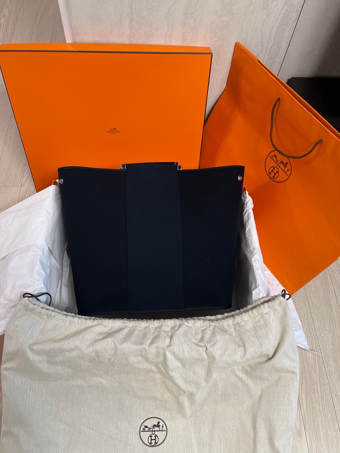 에르메스 Cabag 꺄백 토일 블랙 GM 캔바스 토트백 숄더백 상품이미지8