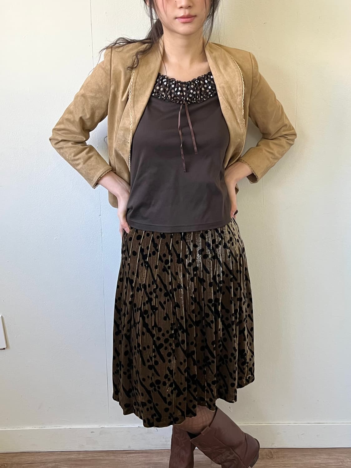 et vous 도트 벨벳 스커트 상품이미지6