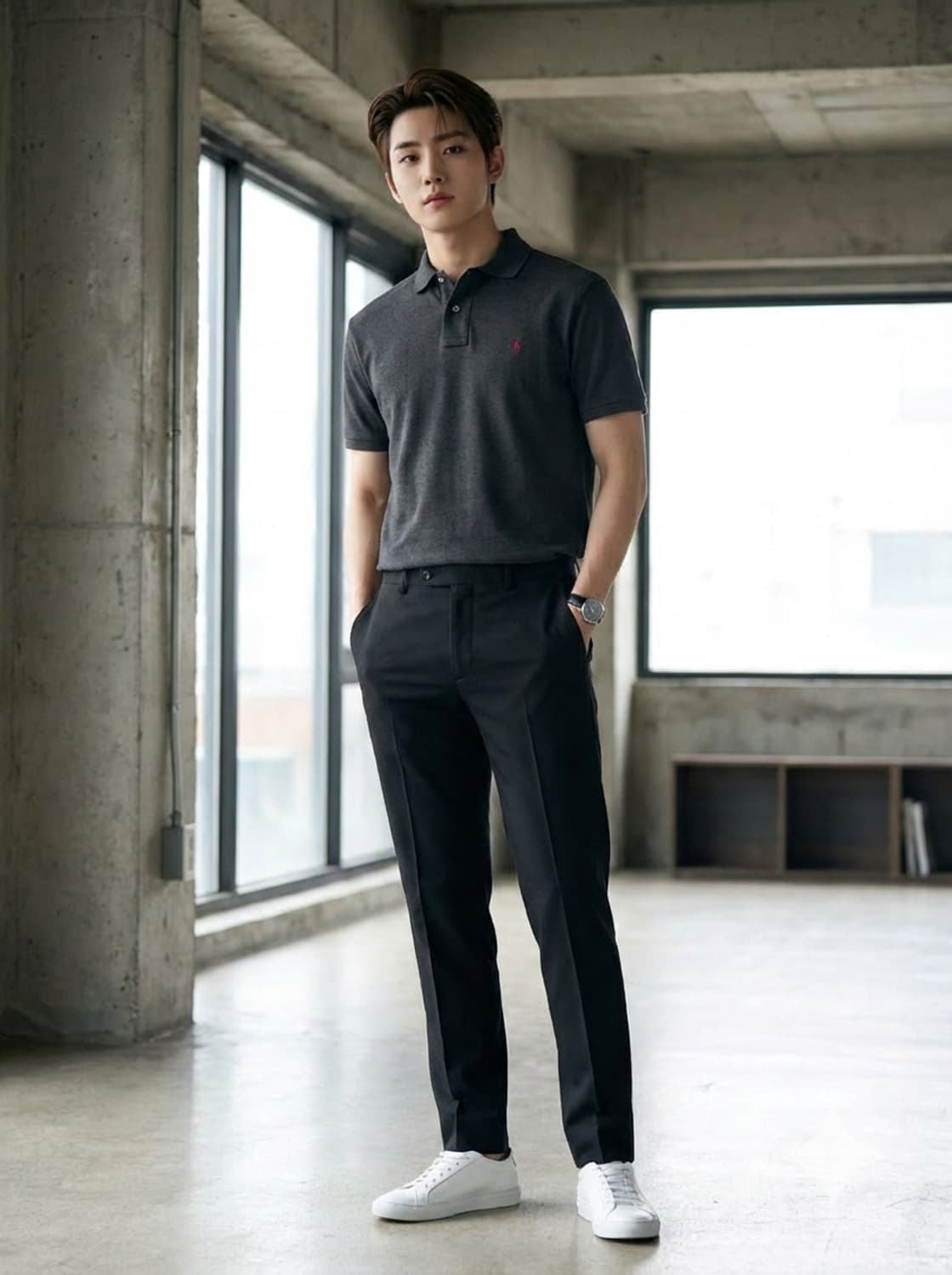 폴로 랄프로렌 반팔 카라티 차콜 그레이 상품이미지1