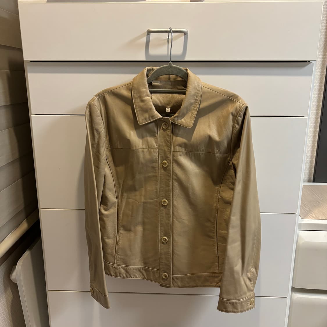 베이지 리얼 소가죽 100% 가죽자켓 레더자켓 L 상품이미지4