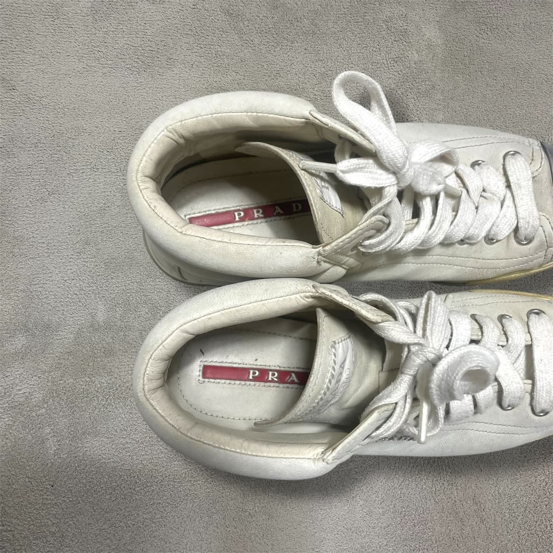 230~235) 프라다 여성 레더 가죽 스니커즈 화이트 상품이미지5