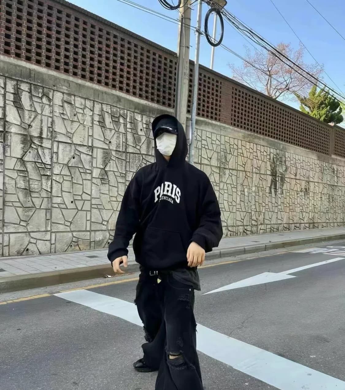 2) 발렌시아가 시티 파리 와이드핏 후드 블랙 상품이미지1