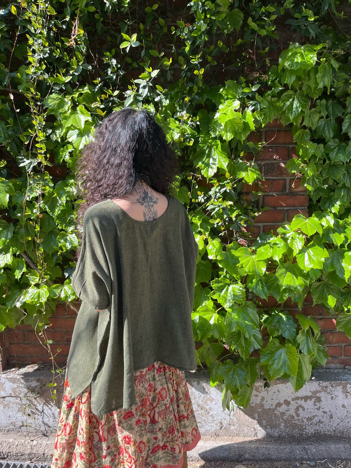 빈티지 히피 그린 카키 반팔 상품이미지3