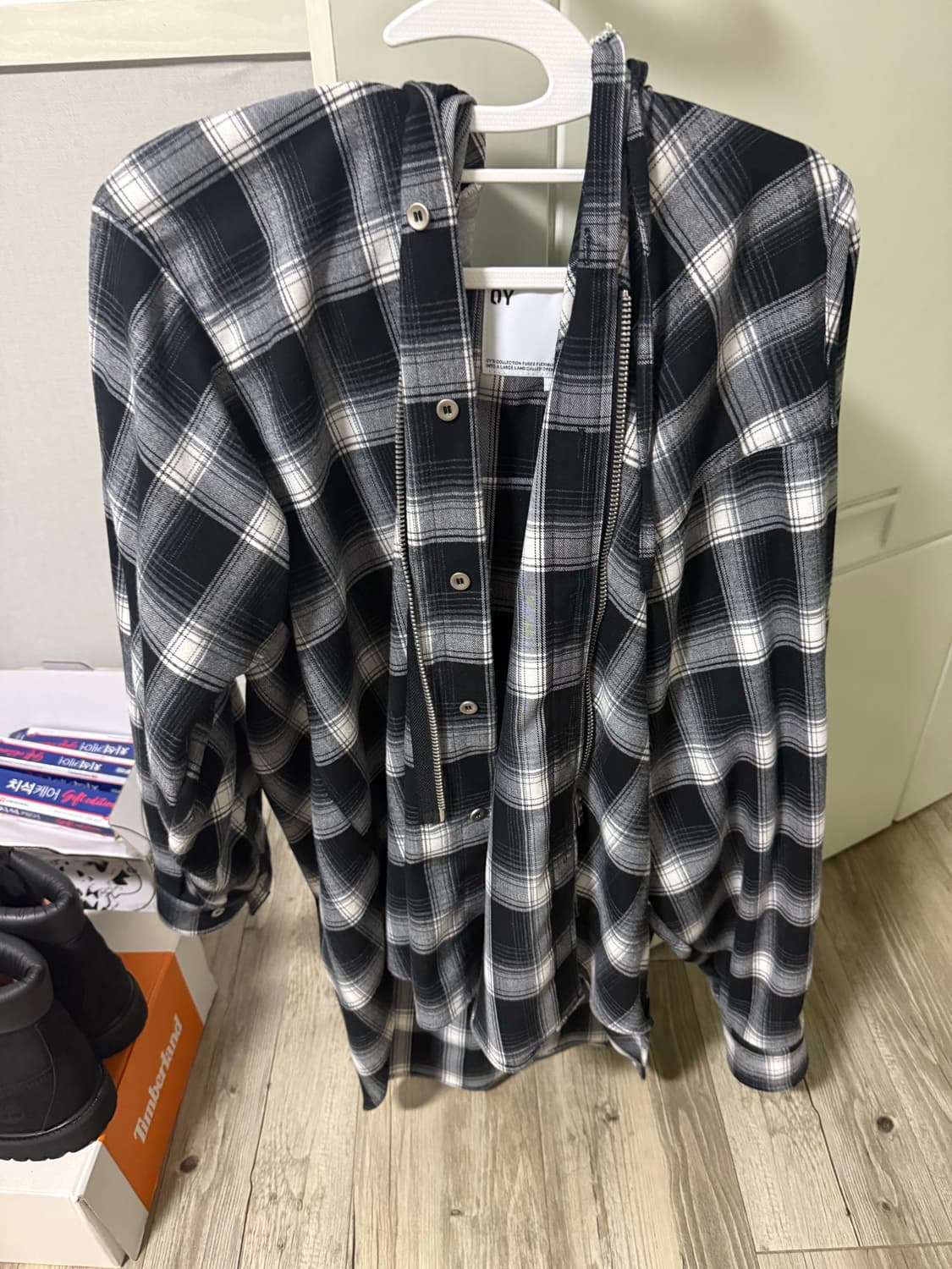 오와이 체크 후드셔츠 1 상품이미지1