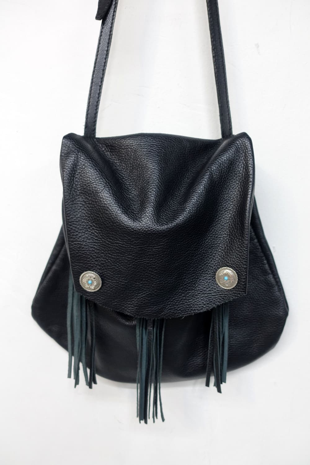 터키석 에스닉 프린지 레더 백 상품이미지2