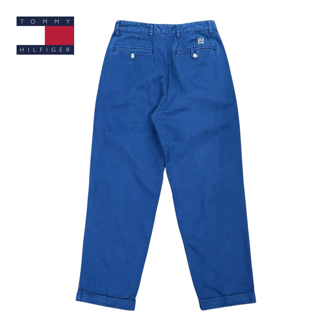 (30) 90s 타미힐피거 월계수 자수 네이비 코튼 팬츠 상품이미지1