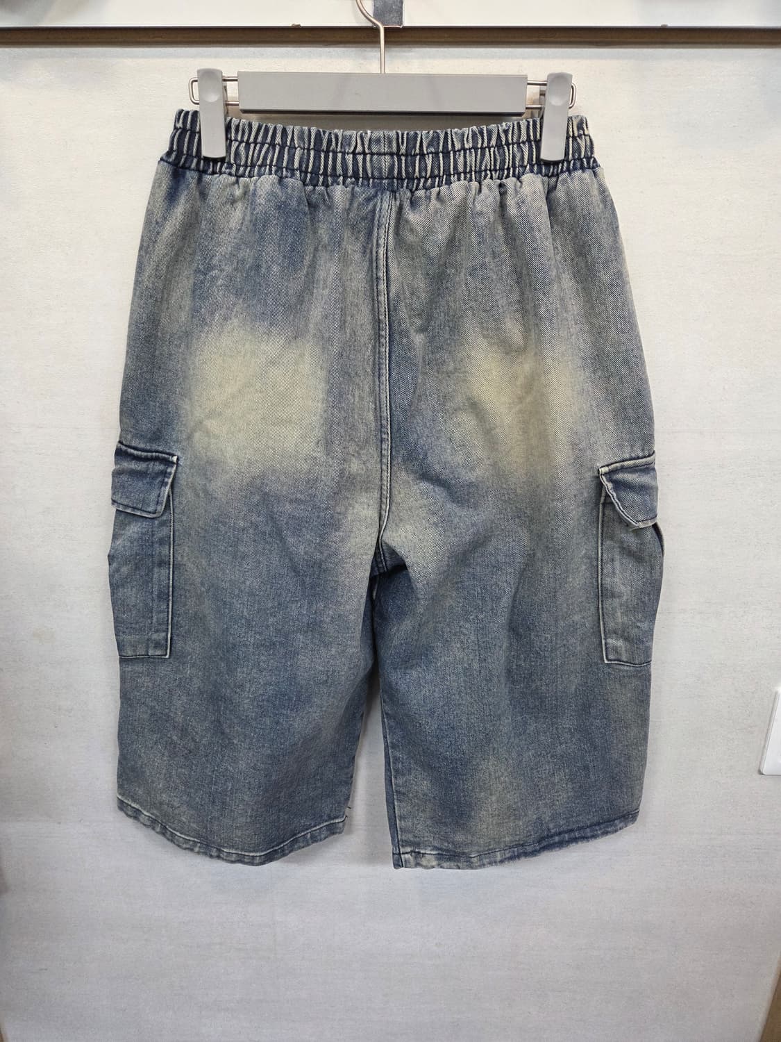 슬로건 빈티지워싱 버뮤다 데님팬츠 대략 33 34  상품이미지2