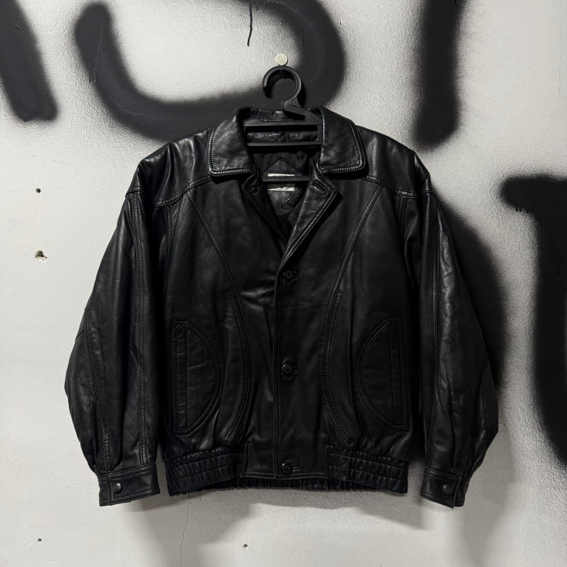 VTG 빈티지 100% 쉽스킨 양가죽 싱글 버튼 크롭 가디건 봄버 자켓 상품이미지1