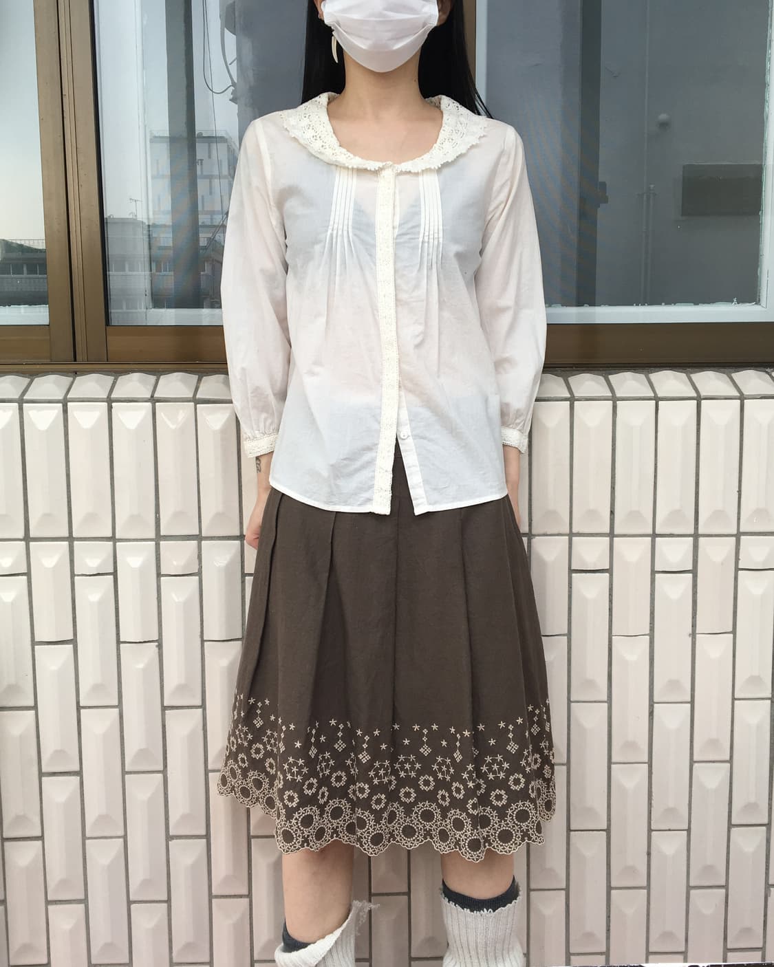 Crochet collars point blouse 상품이미지1