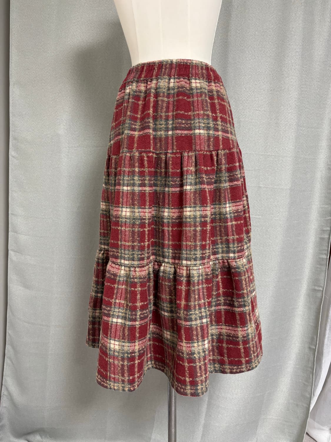 레디쉬 빈티지 체크 울 롱 스커트 상품이미지7