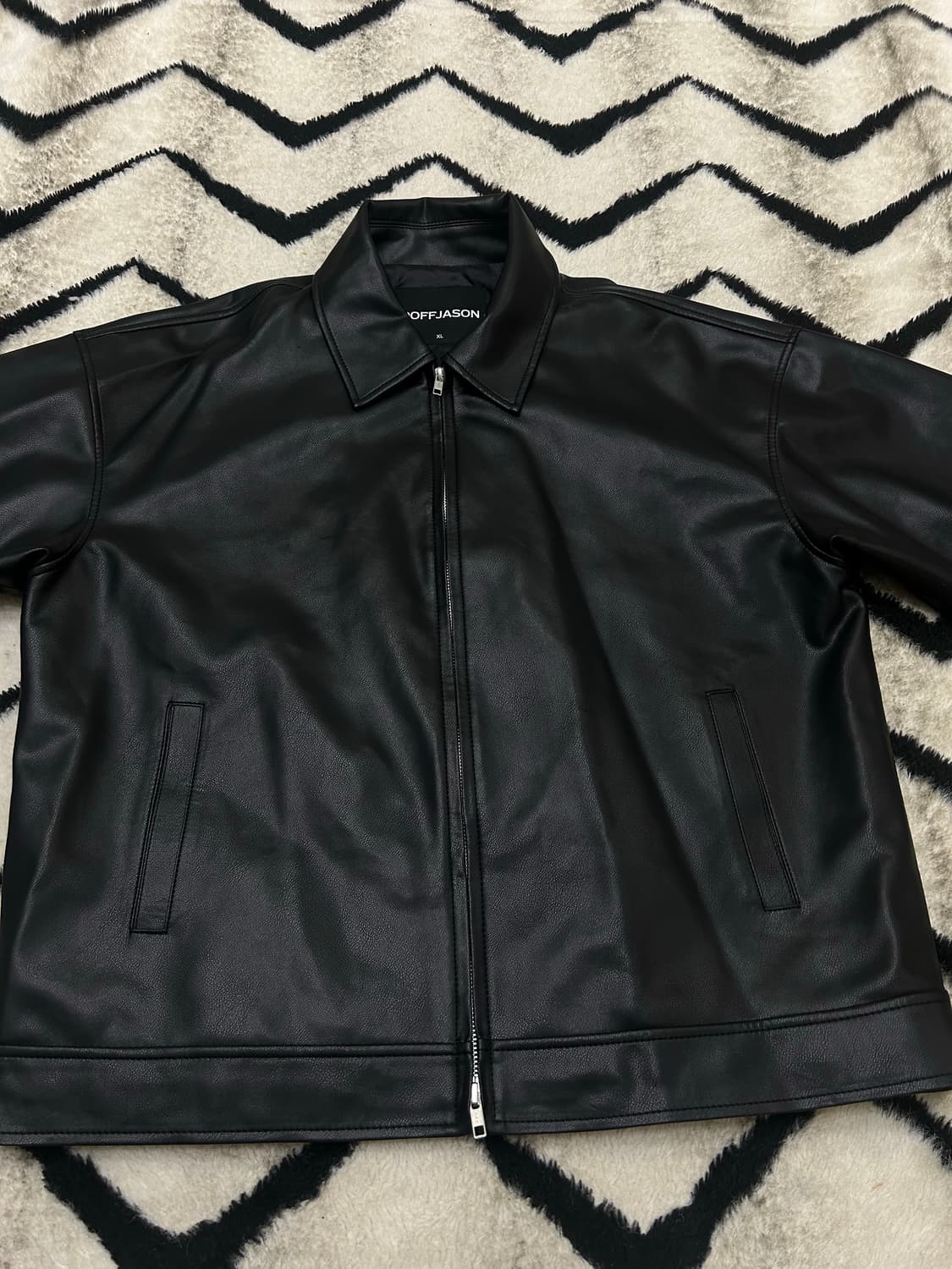 [XL]도프제이슨 비건레더 싱글 자켓/블랙 상품이미지3